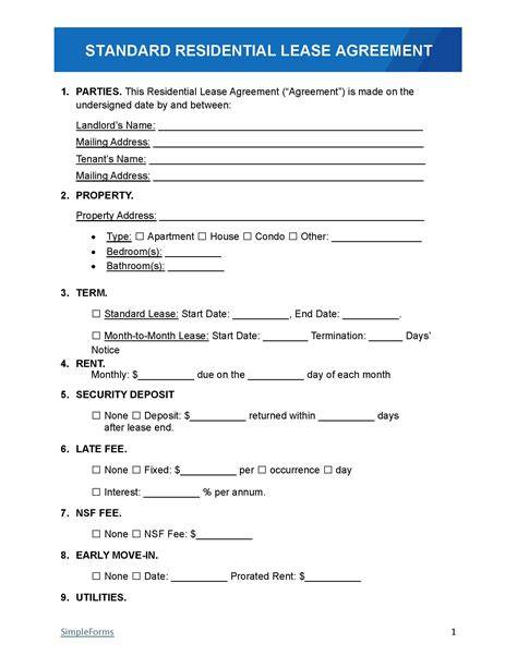 Standard Rental Contract Template