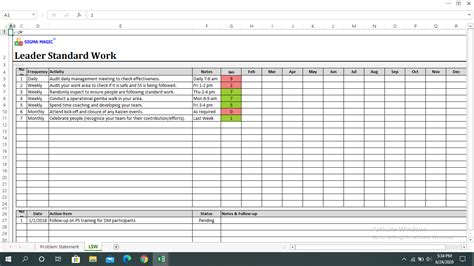 Standard Work Template Excel