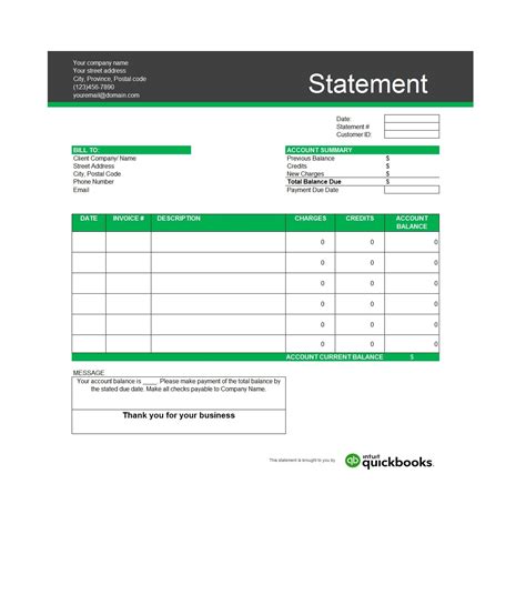 Statement Of Account Word Template