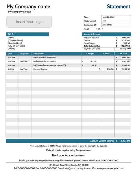 Statement Template For Billing