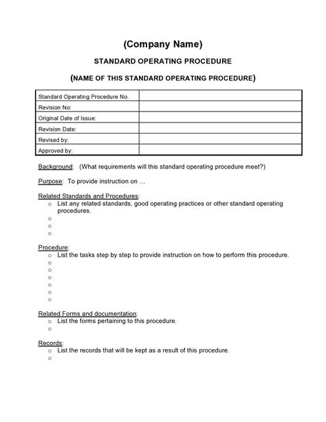 Step-by-step Standard Operating Procedure Template Word