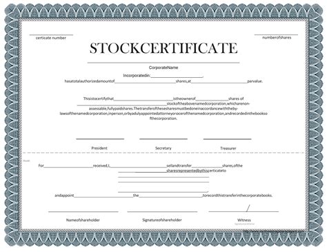 Stock Certificate Templates