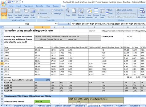 Stock Spreadsheet Template