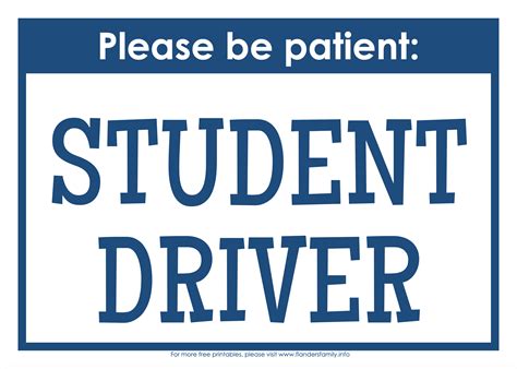 Student Driver Sign For Car Printable