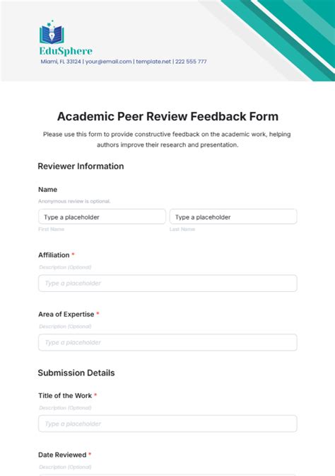 Student Peer Review Template