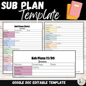 Sub Plan Template Google Doc Free