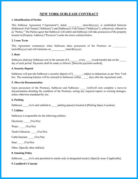 Sublet Agreement Template Nyc