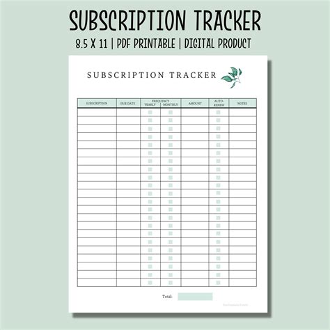 Subscription Tracker Template