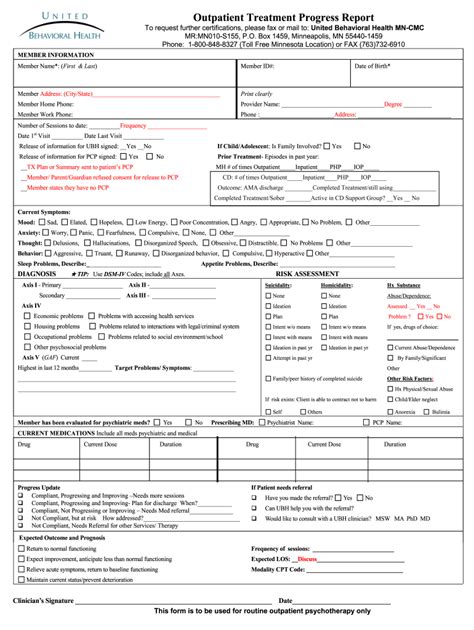 Substance Abuse Treatment Progress Report Template