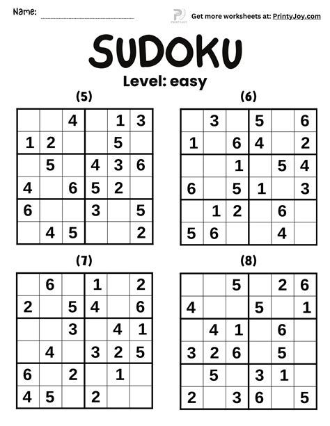 Sudoku For Kids Printable