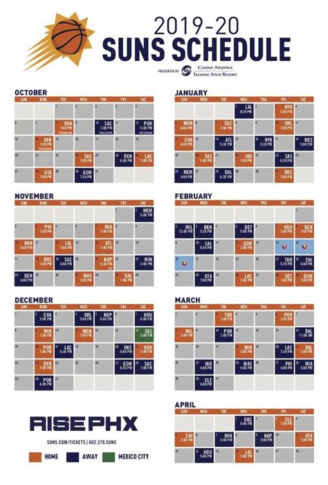 Suns Printable Schedule