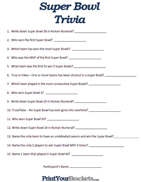 Super Bowl Games Printable