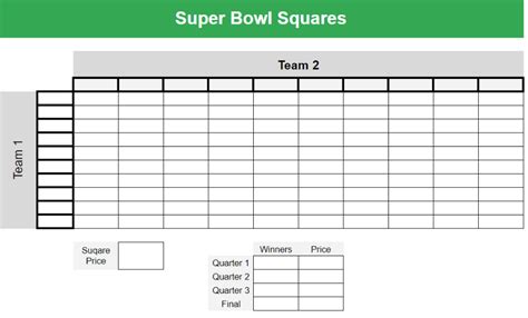 Super Bowl Square Template Excel