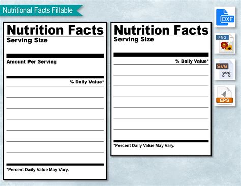 Supplement Facts Template Excel