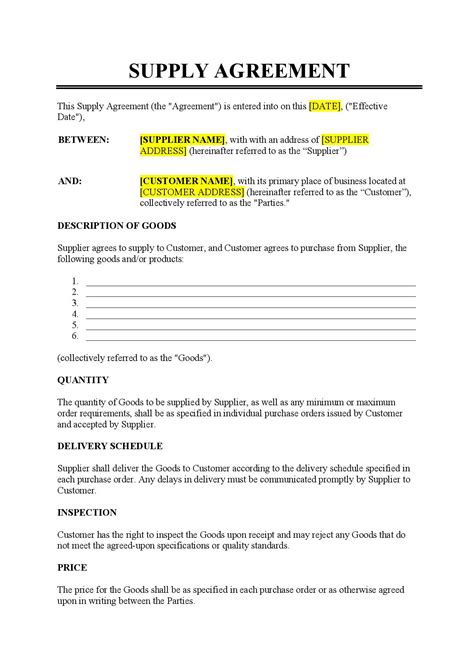 Supply Contract Template