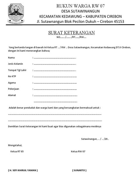 Surat RT RW