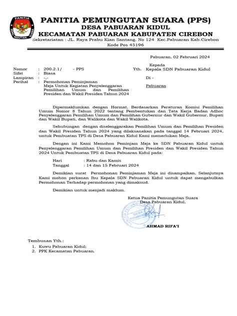 Surat di Meja