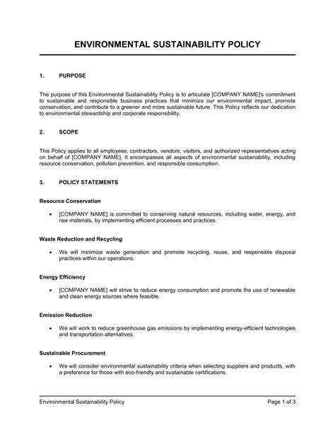 Sustainability Policy Template
