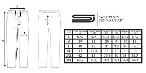 Sweatpants Size Chart Mens