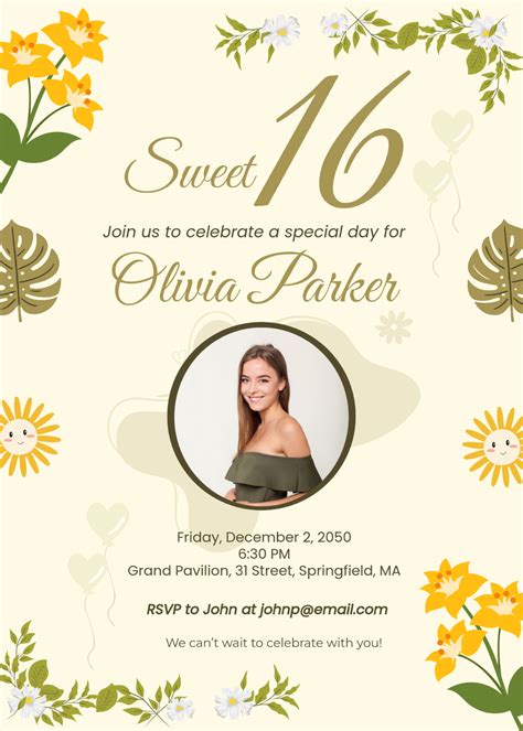 Sweet 16 Birthday Invitation Templates