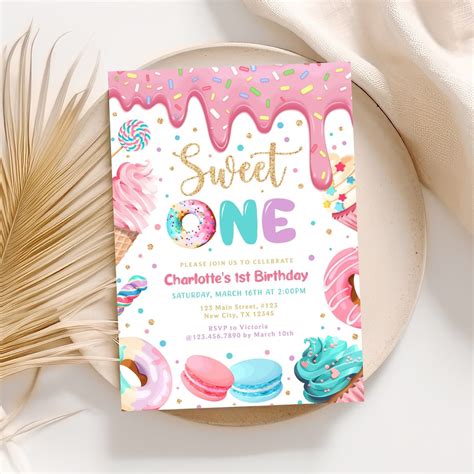 Sweet One Birthday Invitations Template