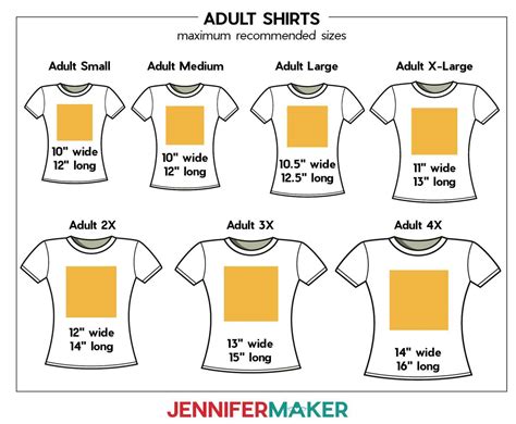 T-shirt Design Size Chart