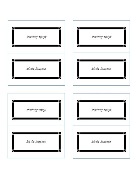 Table Name Place Cards Template
