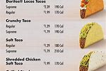 Taco Bell Price List