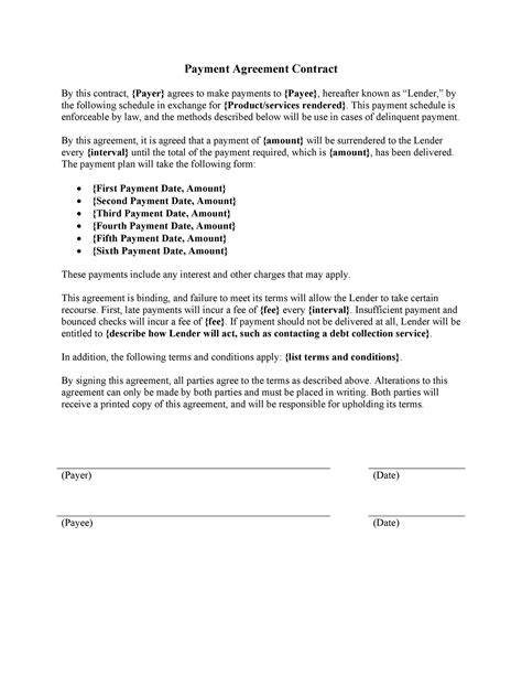 Take Over Payments Agreement Template