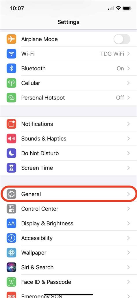 Tap on General on iPhone