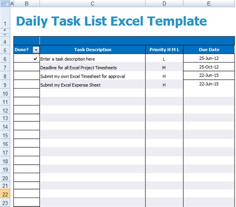 Task-Template-Excel
