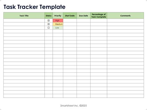 Task Tracker Excel Template Free Download