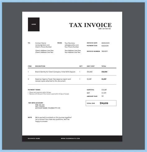Tax Invoice Template Au