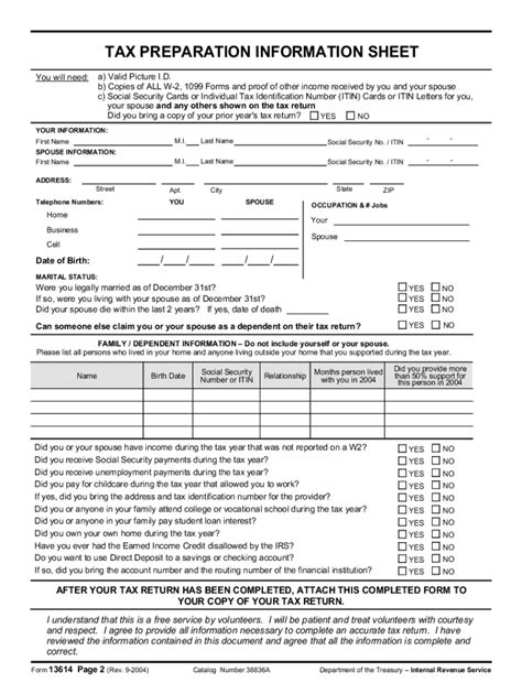 Tax Preparation Worksheet Printable