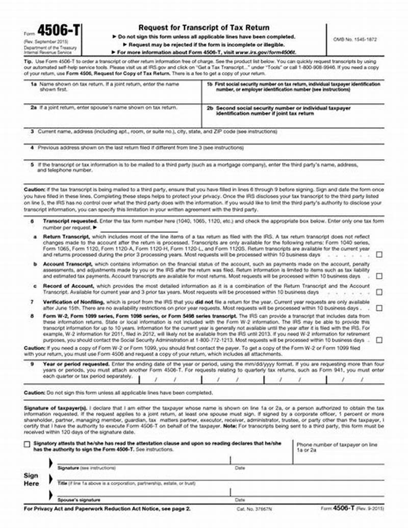 Tax Transcript Request Form