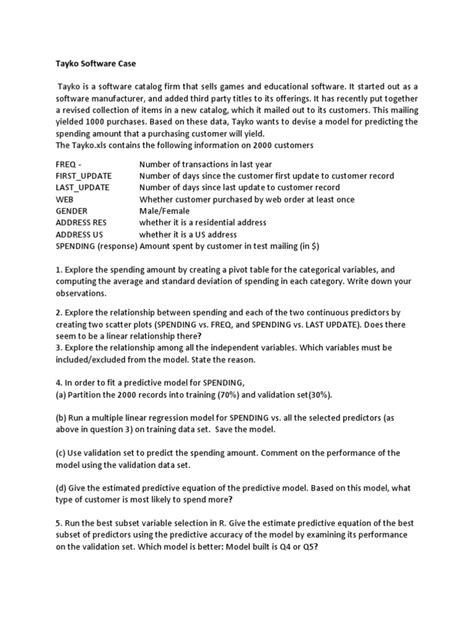Tayko Software Catalog Case Study Pivot Table