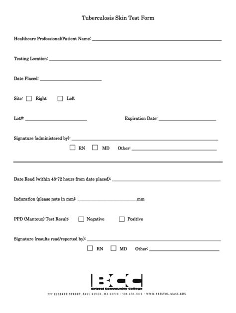 Tb Skin Test Form Template