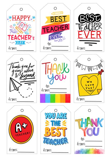 Teacher Appreciation Printable Tags