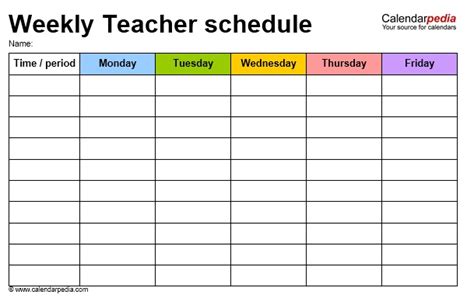 Teacher Daily Schedule Template