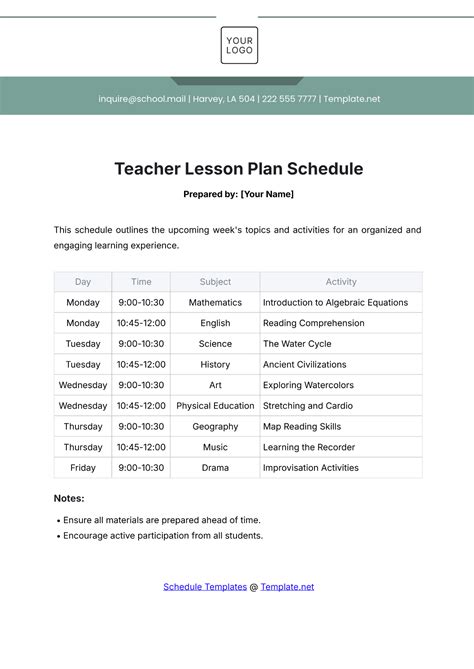 Teacher Lesson Plan Template