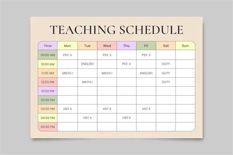 Teaching Schedule Template