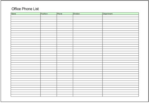 Telephone List Template Excel
