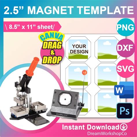 Template 2.5 In Magnet Squares For Magnet Paper