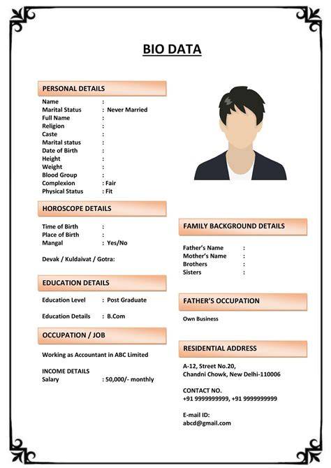 Template Biodata For Marriage