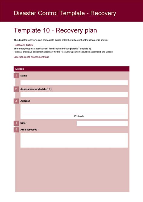 Template Disaster Recovery Plan