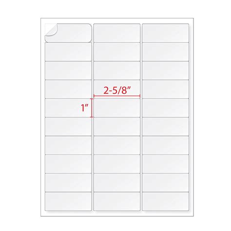 Template For 1 X 2 5 8 Labels