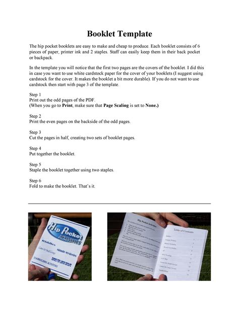 Template For A Booklet