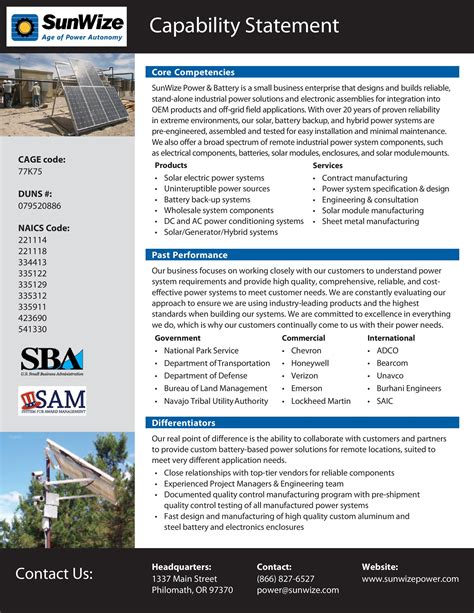 Template For Capability Statement