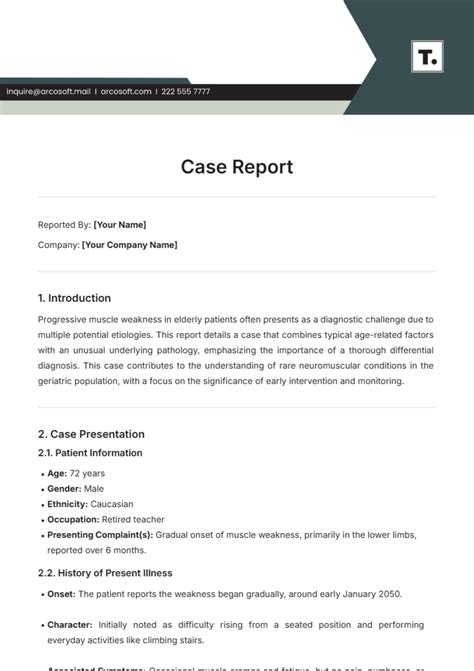 Template For Case Report