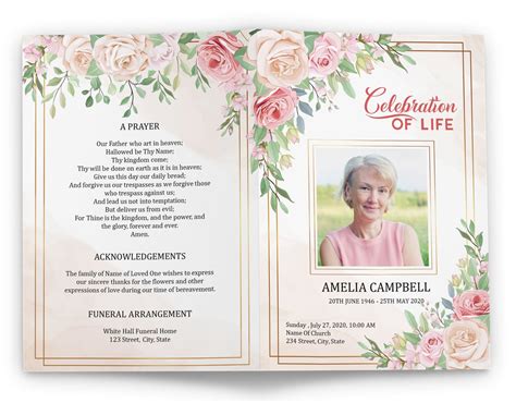 Template For Celebration Of Life Program